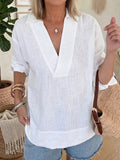 Everyday Linen Cotton V-Neck Shirt